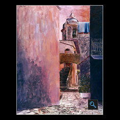 Campanile, Mixed Media on Paper Painting