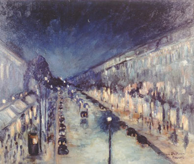 Paris Boulevard Monmarte at Night, Oil on Canvas Painting