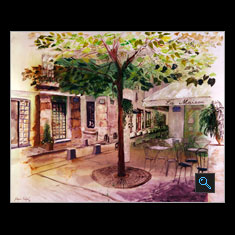 Parisian Cafe, 
Watercolor Painting