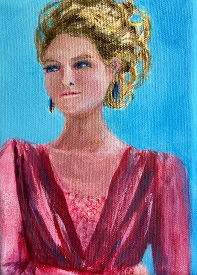 Lace Dress Oil Portrait, Oil Painting