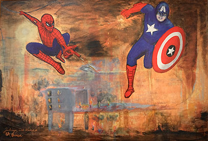 Spiderman & Captain America Acrylic on Canvas