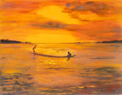 Between Vietnam & Laos, Oil on Canvas Painting